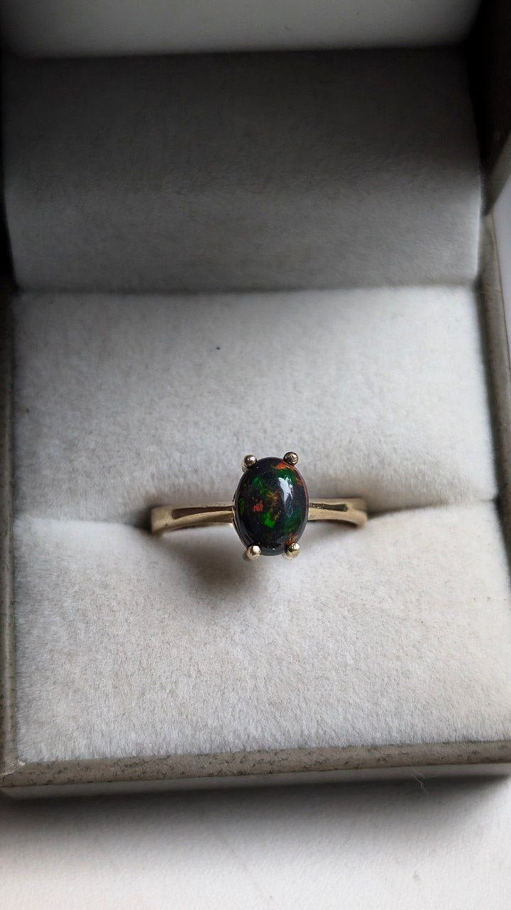 Elegant Gold Ring with Natural Black Opal - Sheffield Jewelry 🌞💎