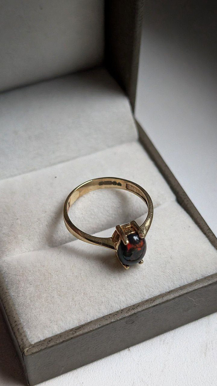 Elegant Gold Ring with Natural Black Opal - Sheffield Jewelry 🌞💎