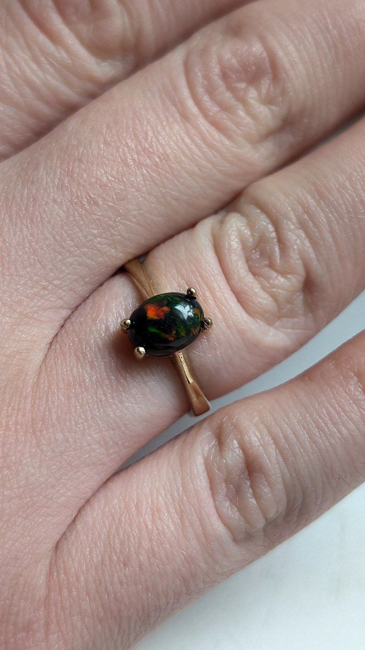 Elegant Gold Ring with Natural Black Opal - Sheffield Jewelry 🌞💎