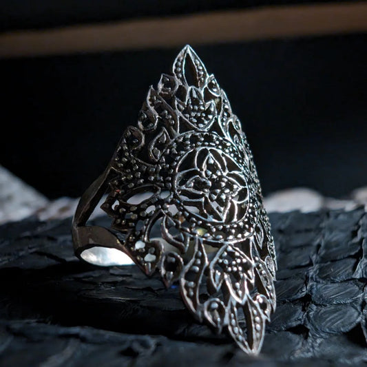 Vintage "Gazania" Silver Ring | 925 Sterling Silver Elegance 💍✨