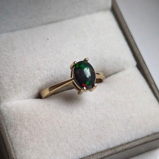 Elegant Gold Ring with Natural Black Opal - Sheffield Jewelry 🌞💎