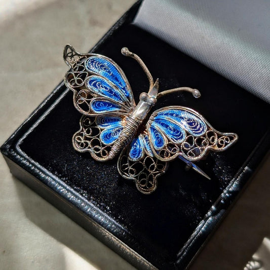 Vintage silver & enamel brooch "Butterfly"