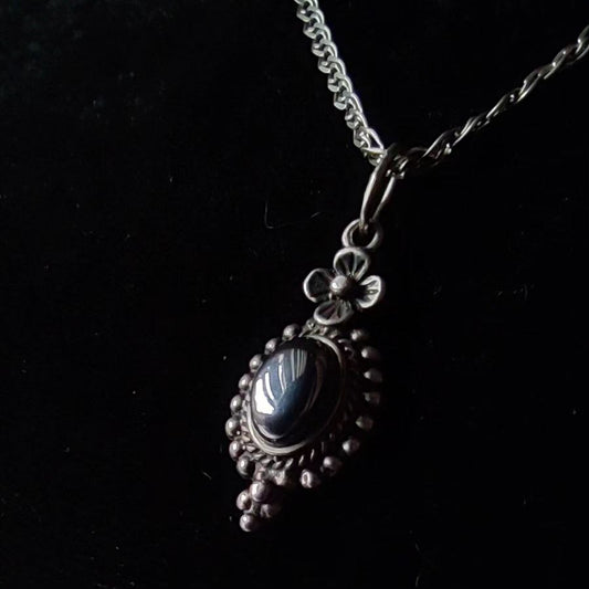 Delicate "Moonlight" Silver Pendant with Hematite | 925 Sterling Silver 🌙✨