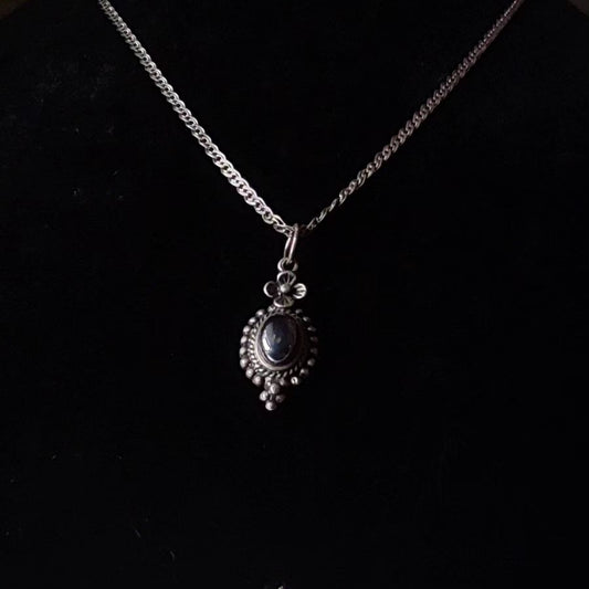 Delicate "Moonlight" Silver Pendant with Hematite | 925 Sterling Silver 🌙✨